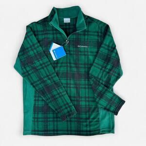 Nwt columbia green plaid quarter zip fleece pullover